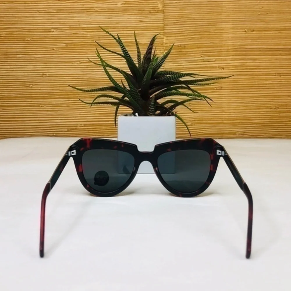 KOMONO Stella Red Tortoise Silver Sunglasses NEW cateye